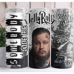 Jelly Roll Somebody Save Me Tumbler 20oz Skinny Tumbler Insulated Cup